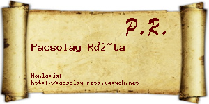 Pacsolay Réta névjegykártya